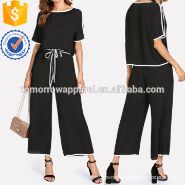 Binding Split Sleeve Top & Palazzo Pants Set Manufacture Wholesale Fashion Women Apparel (TA4016SS)